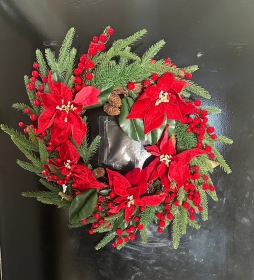 Christmas Door Wreath (poinsettia)